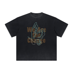 Distressed Butterfly Graphic T Shirt-INNBLAC Fashion Apparel