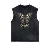 Sleeveless Butterfly Graphic T Shirt-INNBLAC Fashion Apparel