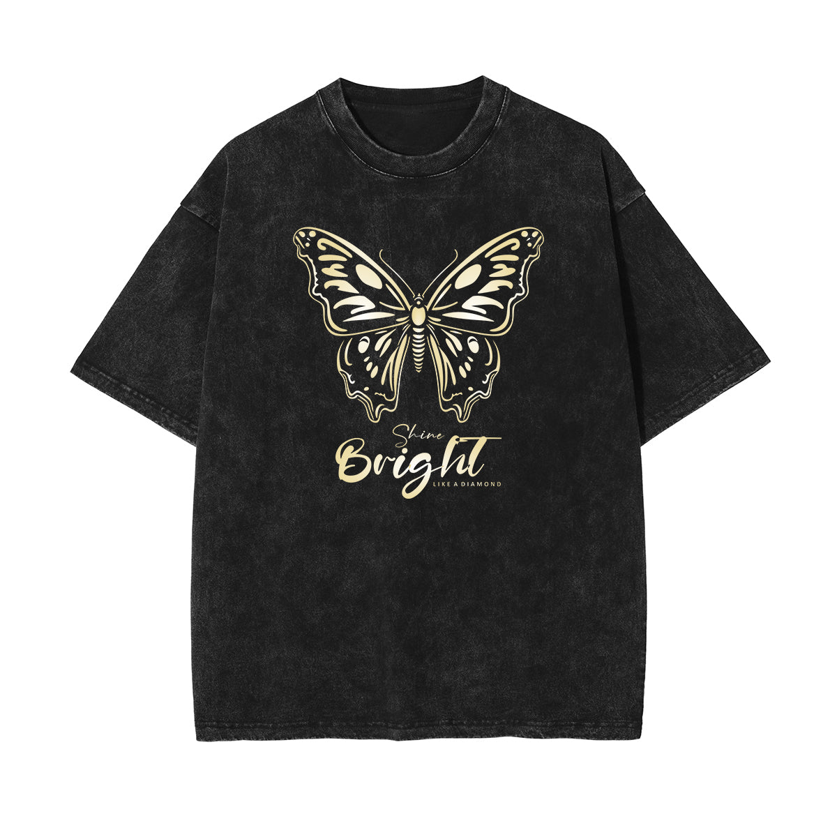 Stone Wash Butterfly Pattern Tee-INNBLAC Fashion Apparel