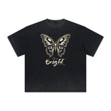 Distressed Butterfly Graphic T Shirt-INNBLAC Fashion Apparel