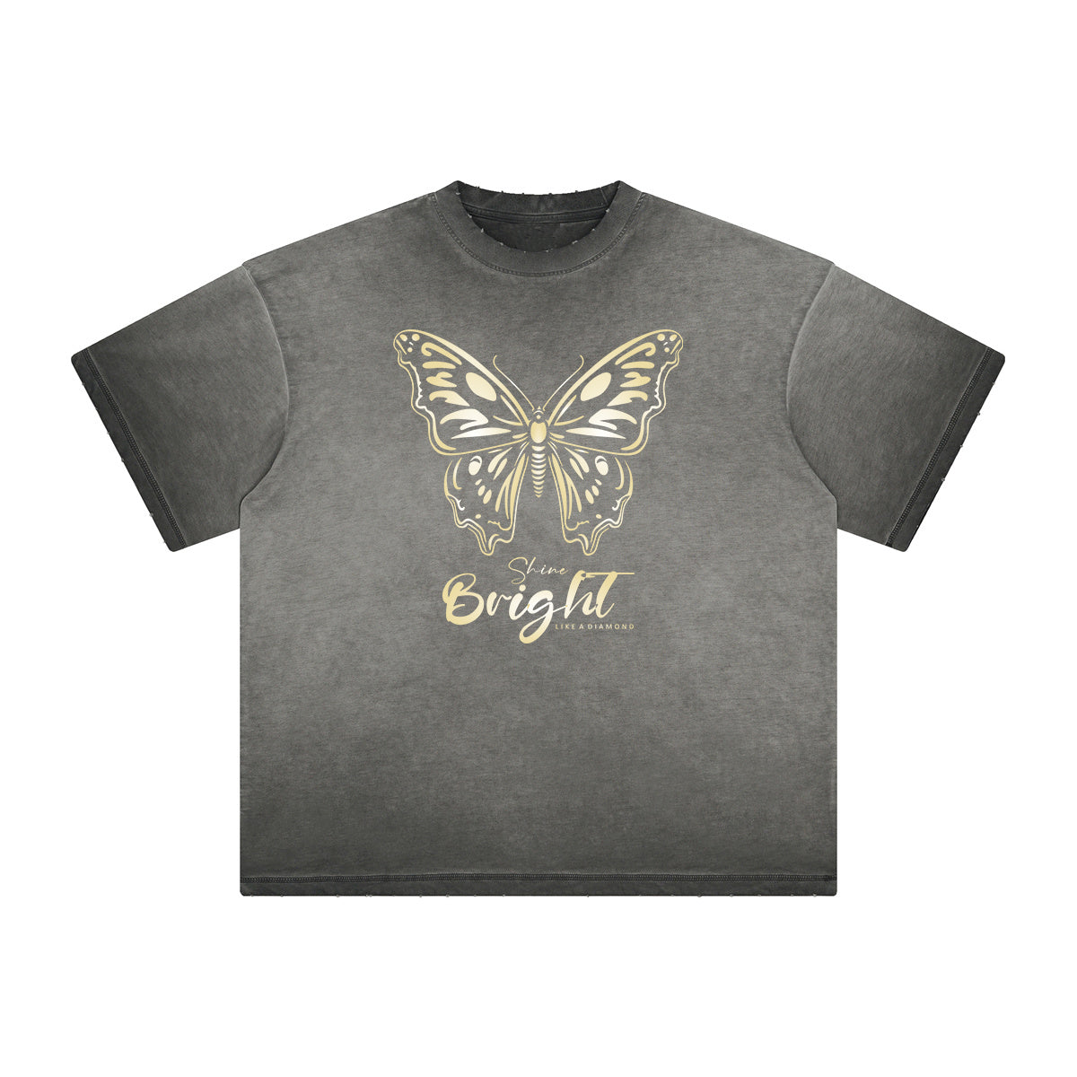 Distressed Faded Butterfly Pattern Tee-INNBLAC Fashion Apparel