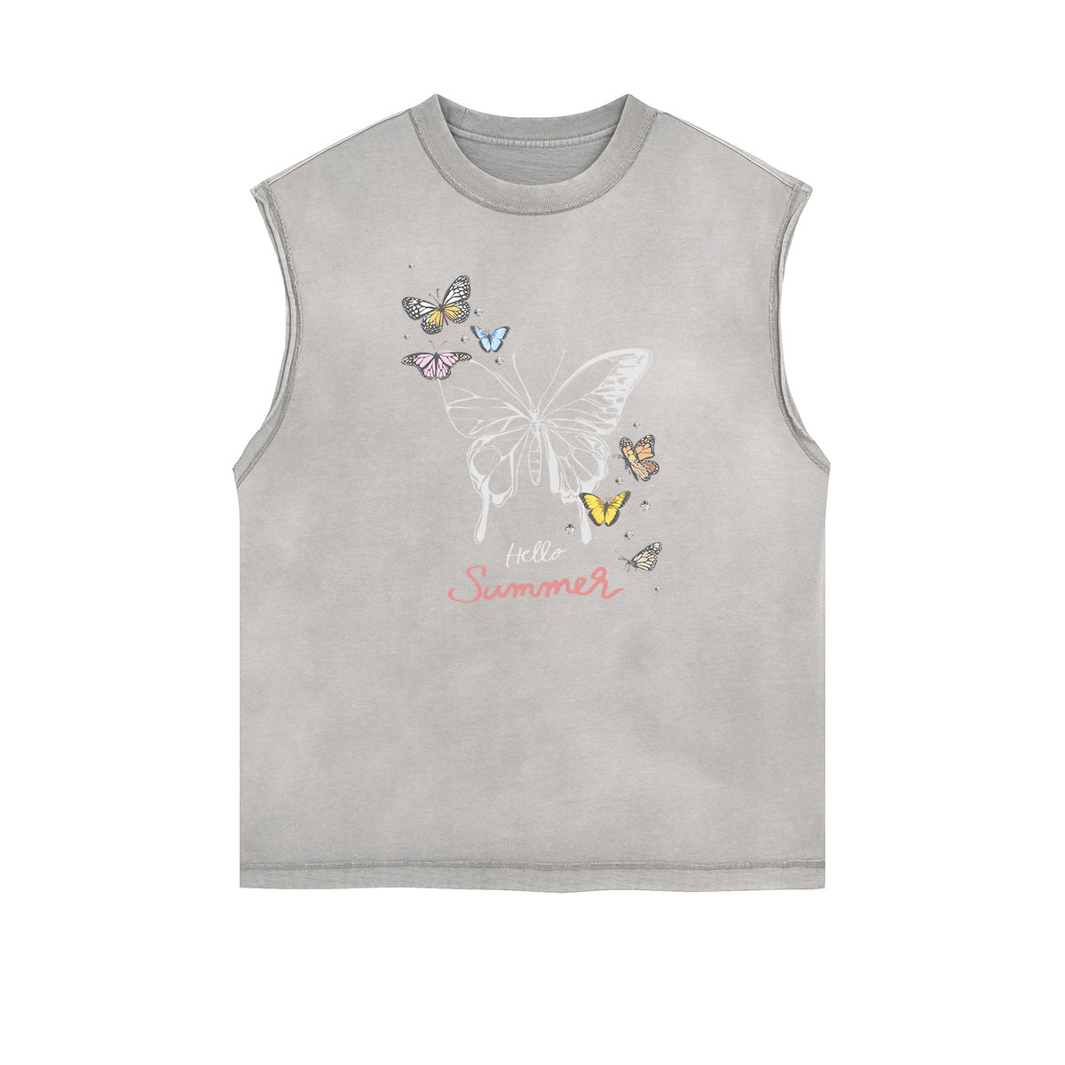 Faded Butterfly Pattern Tank Top-INNBLAC Fashion Apparel