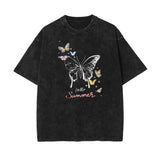 Stone Wash Butterfly Pattern Tee-INNBLAC Fashion Apparel