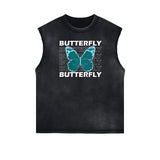 Sleeveless Butterfly Graphic T Shirt-INNBLAC Fashion Apparel