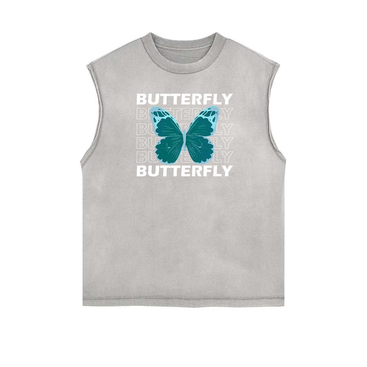 Faded Butterfly Pattern Tank Top-INNBLAC Fashion Apparel