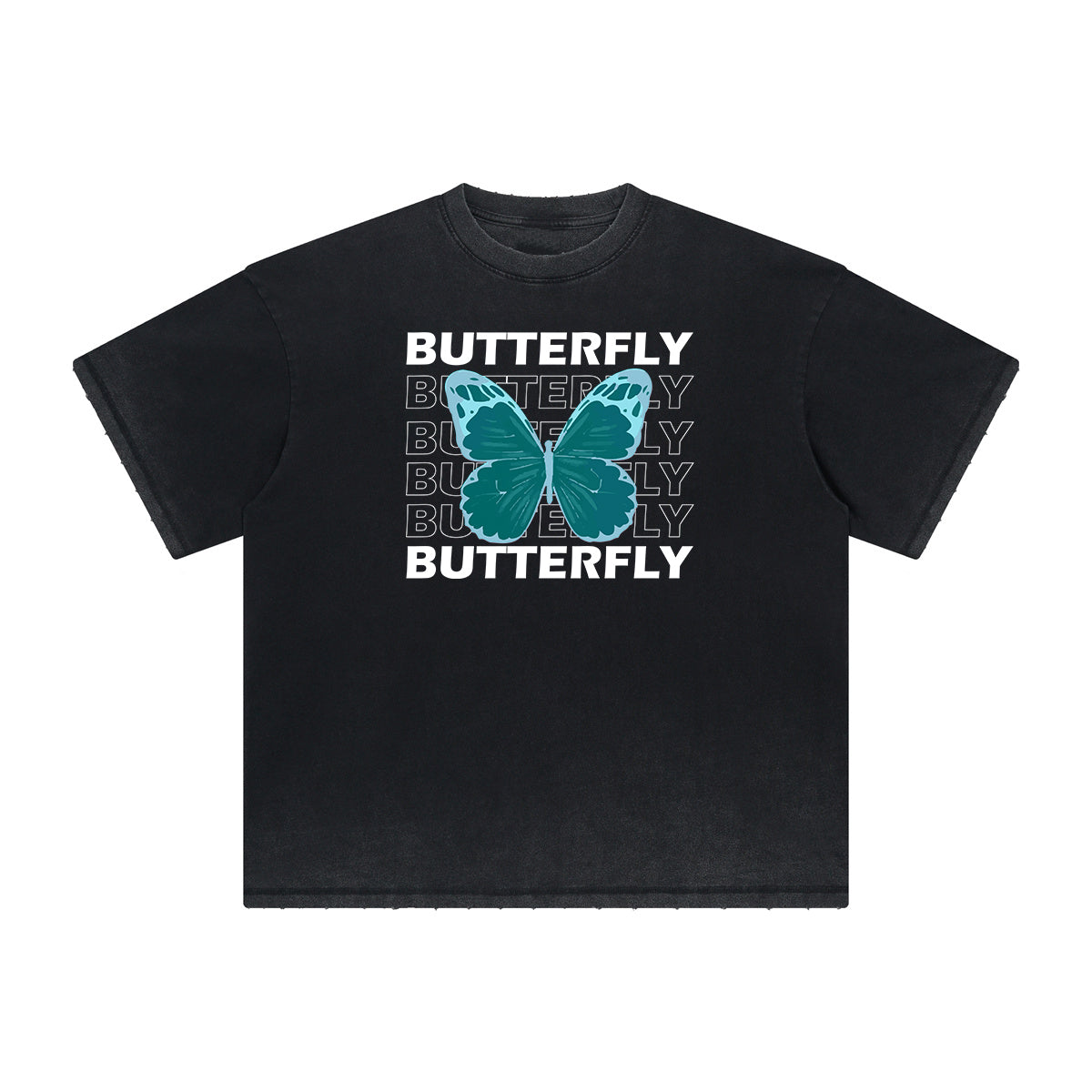 Distressed Butterfly Graphic T Shirt-INNBLAC Fashion Apparel