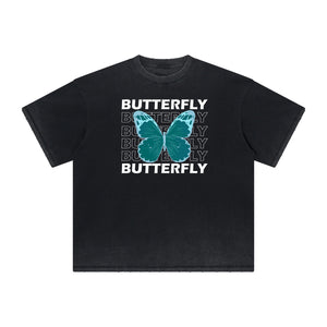 Distressed Butterfly Graphic T Shirt-INNBLAC Fashion Apparel