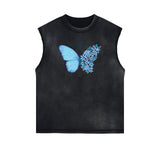 Sleeveless Butterfly Graphic T Shirt-INNBLAC Fashion Apparel