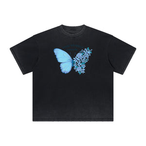 Distressed Butterfly Graphic T Shirt-INNBLAC Fashion Apparel