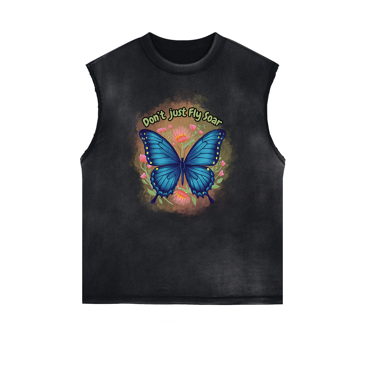 Sleeveless Butterfly Graphic T Shirt-INNBLAC Fashion Apparel