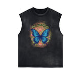 Sleeveless Butterfly Graphic T Shirt-INNBLAC Fashion Apparel