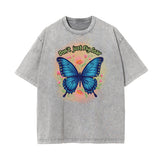 Washed Faded Butterfly Graphic Tee-INNBLAC Fashion Apparel