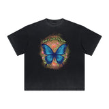 Distressed Butterfly Graphic T Shirt-INNBLAC Fashion Apparel