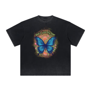 Distressed Butterfly Graphic T Shirt-INNBLAC Fashion Apparel