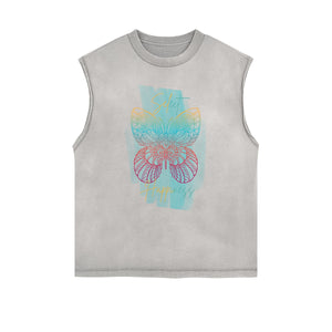 Faded Butterfly Pattern Tank Top-INNBLAC Fashion Apparel