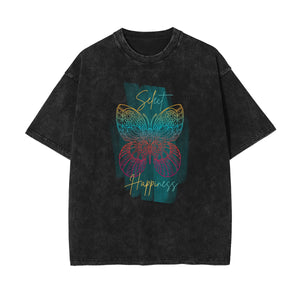 Stone Wash Butterfly Pattern Tee-INNBLAC Fashion Apparel