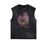 Sleeveless Butterfly Graphic T Shirt-INNBLAC Fashion Apparel