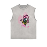 Faded Butterfly Pattern Tank Top-INNBLAC Fashion Apparel