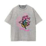 Washed Faded Butterfly Graphic Tee-INNBLAC Fashion Apparel