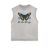 Faded Butterfly Pattern Tank Top-INNBLAC Fashion Apparel