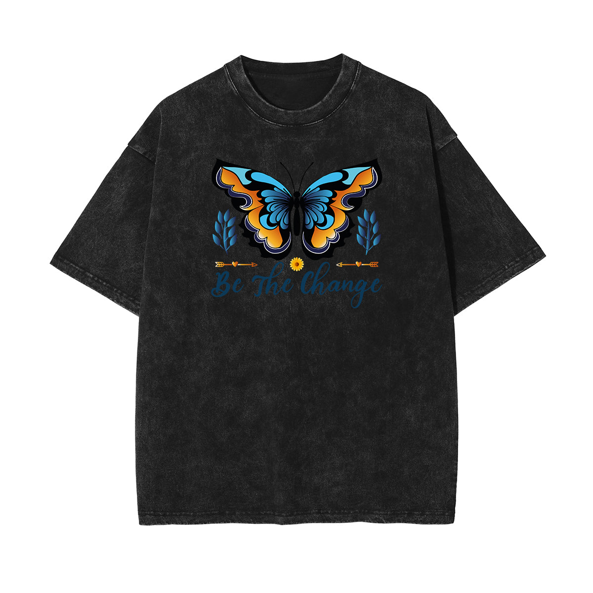 Stone Wash Butterfly Pattern Tee-INNBLAC Fashion Apparel