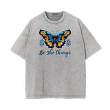 Washed Faded Butterfly Graphic Tee-INNBLAC Fashion Apparel