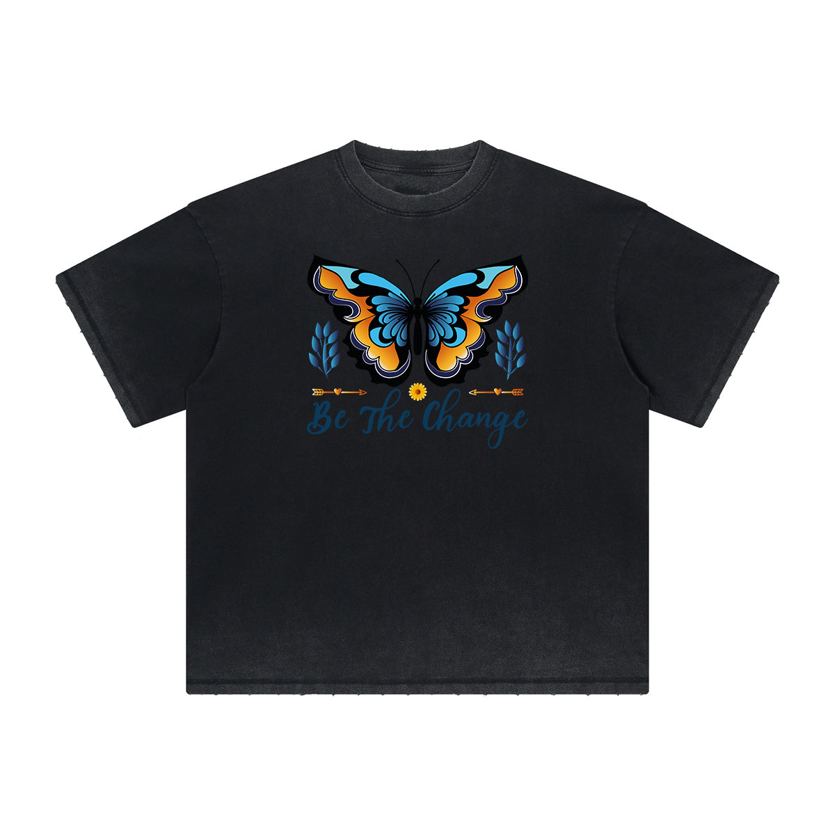 Distressed Butterfly Graphic T Shirt-INNBLAC Fashion Apparel