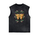 Sleeveless Butterfly Graphic T Shirt-INNBLAC Fashion Apparel