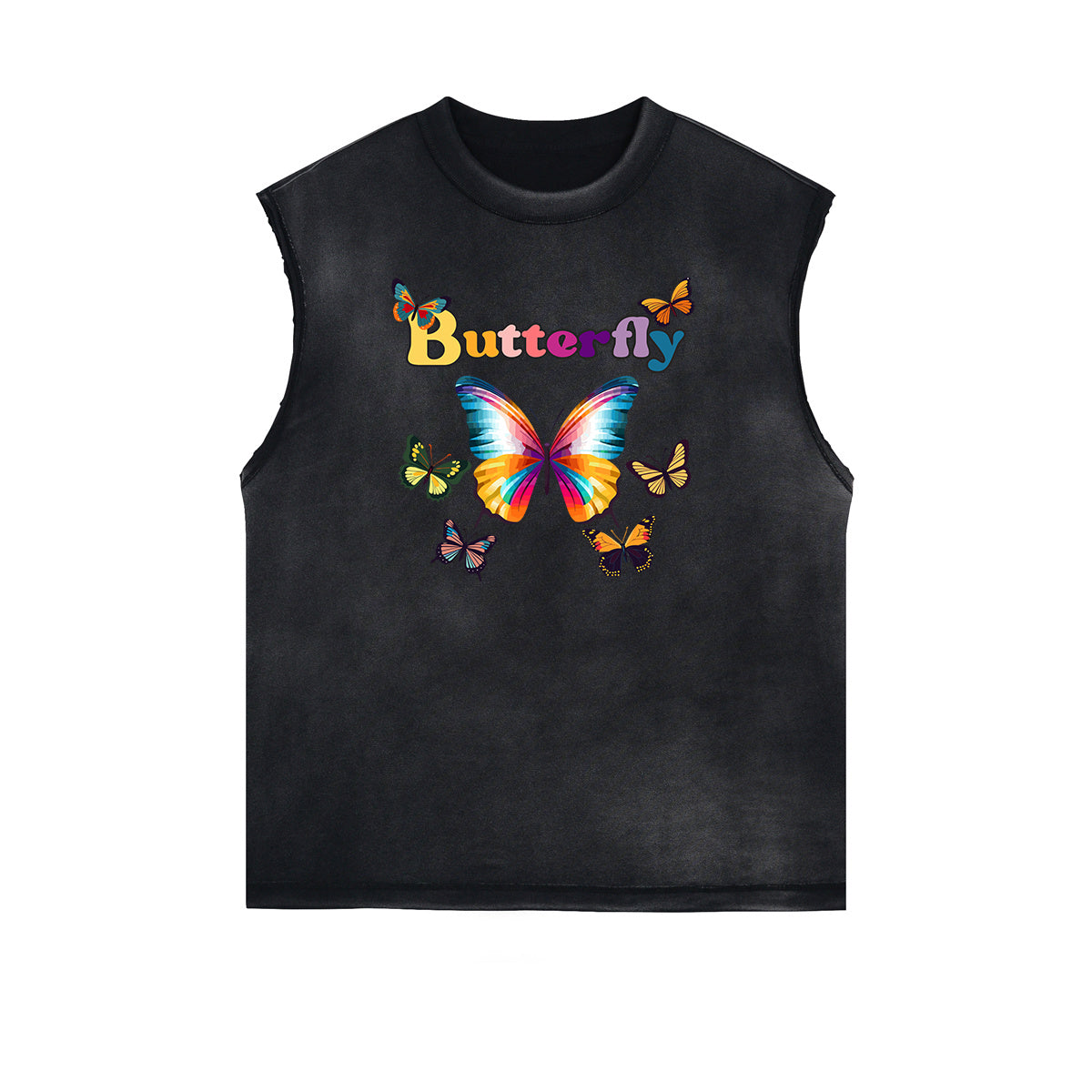 Sleeveless Butterfly Graphic T Shirt-INNBLAC Fashion Apparel