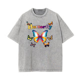 Washed Faded Butterfly Graphic Tee-INNBLAC Fashion Apparel