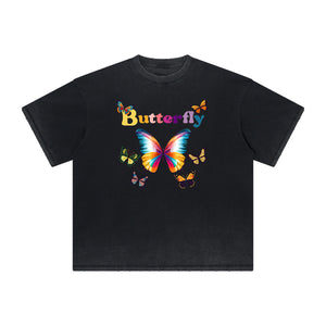 Distressed Butterfly Graphic T Shirt-INNBLAC Fashion Apparel