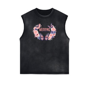 Sleeveless Butterfly Graphic T Shirt-INNBLAC Fashion Apparel