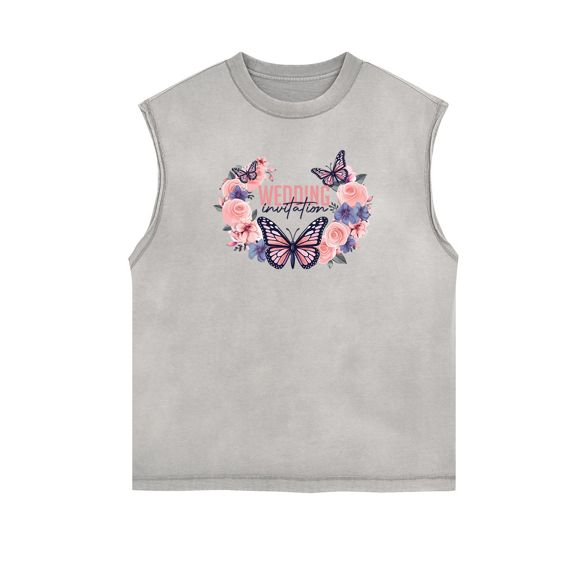 Faded Butterfly Pattern Tank Top-INNBLAC Fashion Apparel