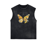 Sleeveless Butterfly Graphic T Shirt-INNBLAC Fashion Apparel