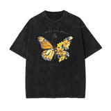 Stone Wash Butterfly Pattern Tee-INNBLAC Fashion Apparel