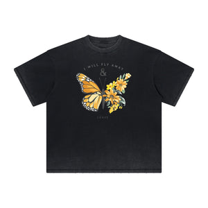 Distressed Butterfly Graphic T Shirt-INNBLAC Fashion Apparel