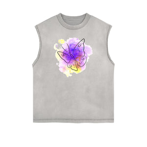 Faded Butterfly Pattern Tank Top-INNBLAC Fashion Apparel