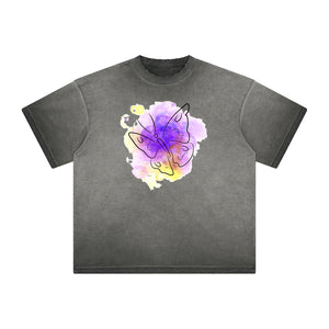 Distressed Faded Butterfly Pattern Tee-INNBLAC Fashion Apparel