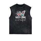 Sleeveless Butterfly Graphic T Shirt-INNBLAC Fashion Apparel