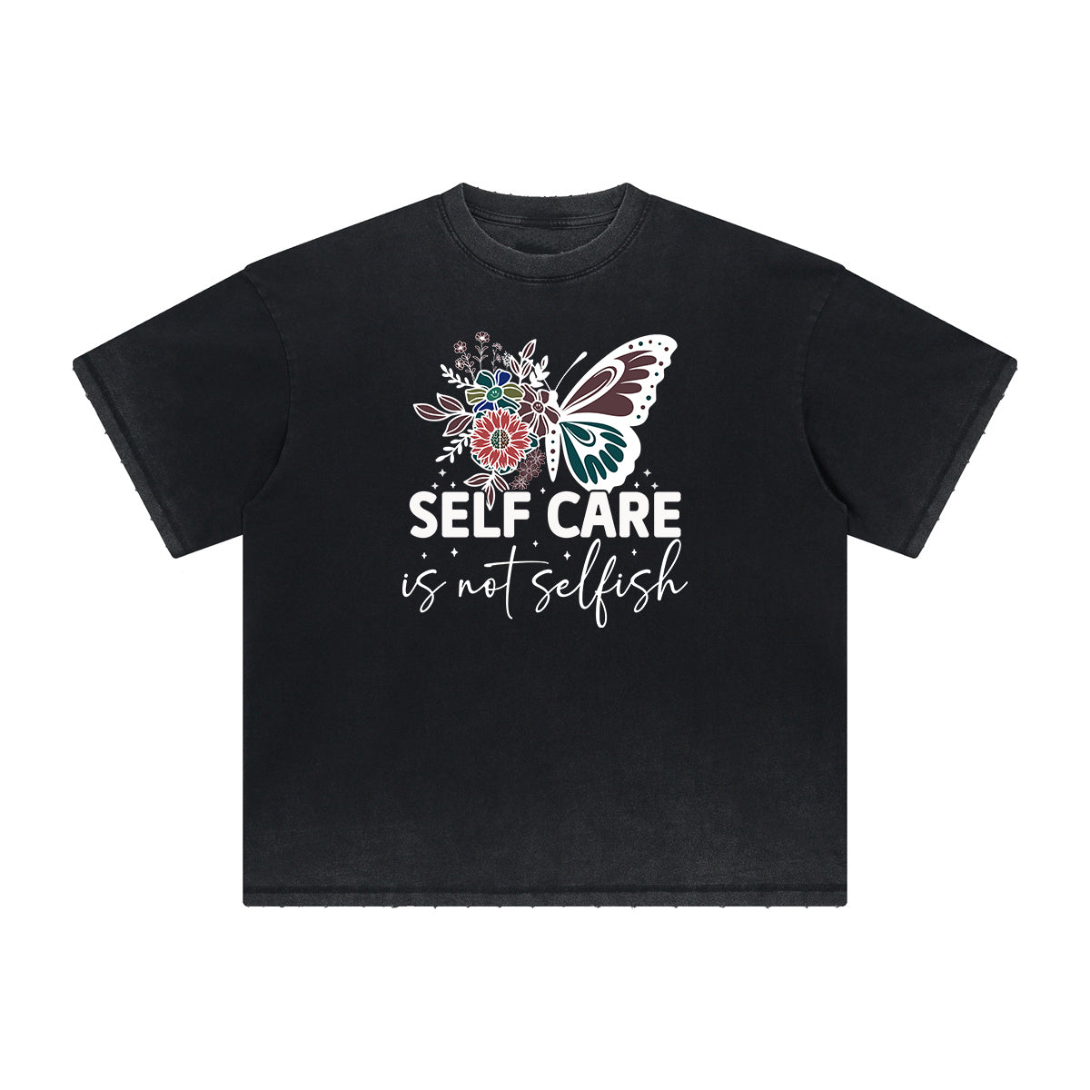 Distressed Butterfly Graphic T Shirt-INNBLAC Fashion Apparel