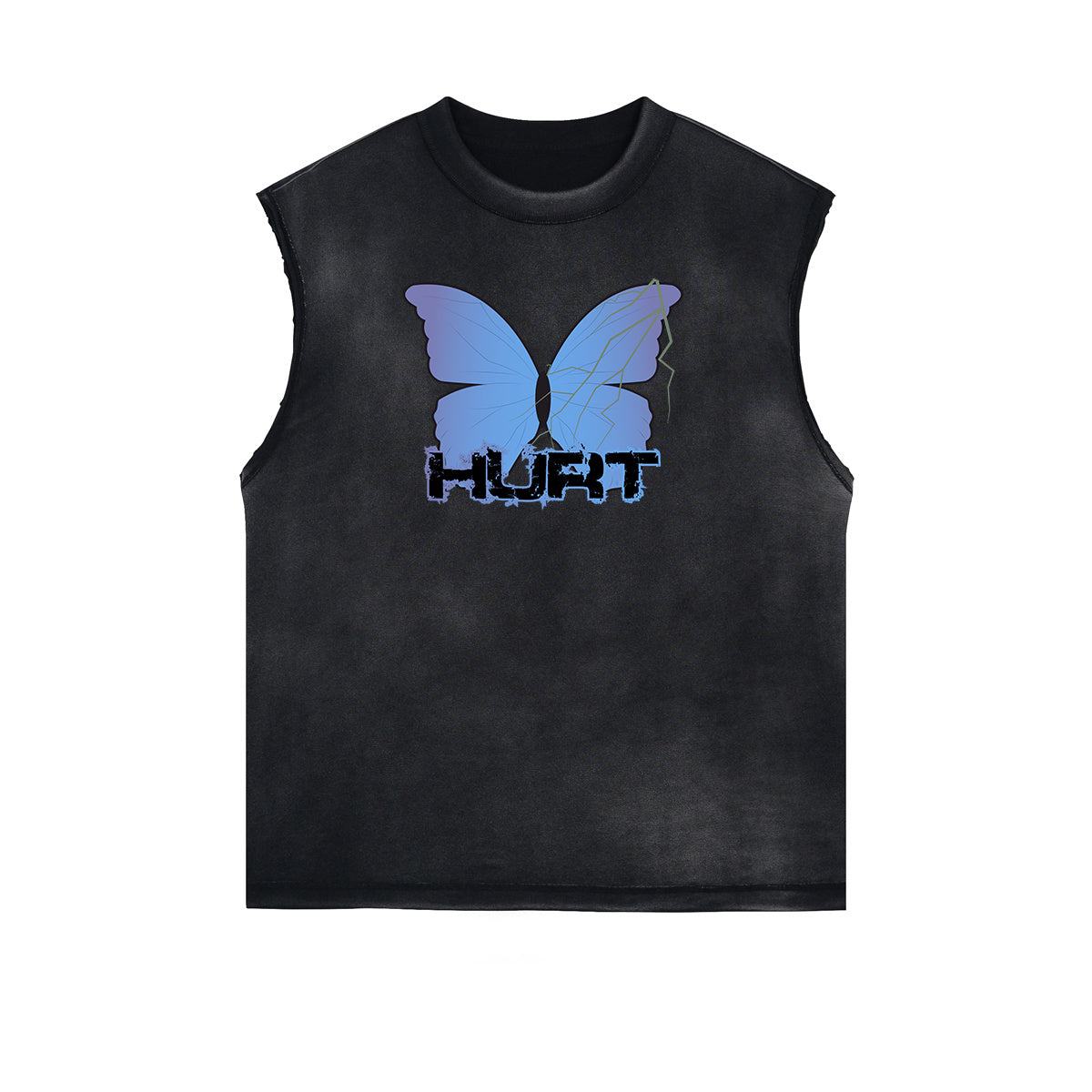 Sleeveless Butterfly Graphic T Shirt-INNBLAC Fashion Apparel