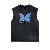 Sleeveless Butterfly Graphic T Shirt-INNBLAC Fashion Apparel