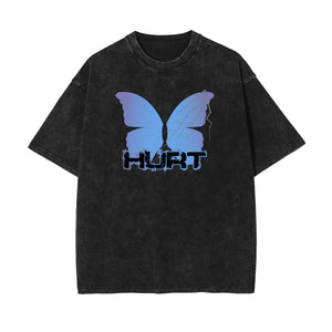 Stone Wash Butterfly Pattern Tee-INNBLAC Fashion Apparel