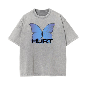 Washed Faded Butterfly Graphic Tee-INNBLAC Fashion Apparel