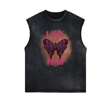 Sleeveless Butterfly Graphic T Shirt-INNBLAC Fashion Apparel