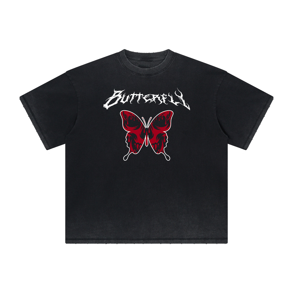 Distressed Butterfly Graphic T Shirt-INNBLAC Fashion Apparel