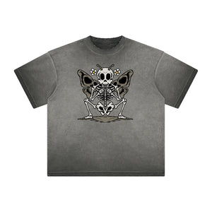 Distressed Faded Butterfly Pattern Tee-INNBLAC Fashion Apparel