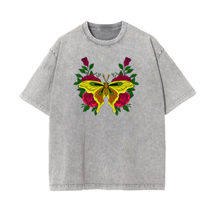 Faded Thick Butterfly Pattern T Shirt-INNBLAC Fashion Apparel