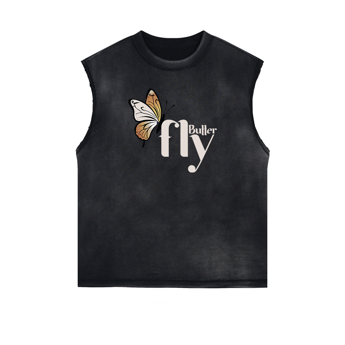 Frayed Edge Butterfly Graphic Tank Top-INNBLAC Fashion Apparel