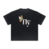 Heavyweight Butterfly Graphic T Shirt-INNBLAC Fashion Apparel